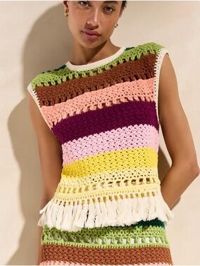 Marie Oliver Fringe Crochet top